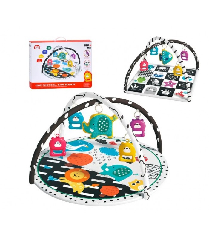 Коврик для младенца 1688-46-7, дуга 2шт, подвески 5шт (1шт-пискавка), 2 вида (около 74см, квадрат, пакунок малюка