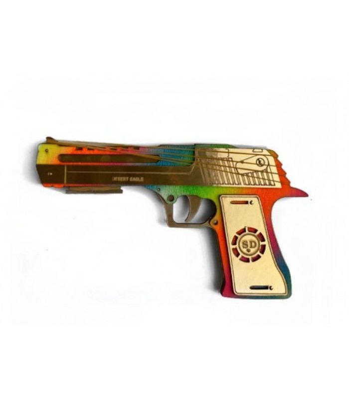 Деревянный Детский Резинкострел Пистолет "Desert Eagle" (Rainbow), игрушечное оружие для детей от 3 лет, пакунок малюка