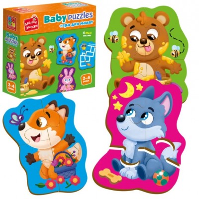 Игра развивающая Vladi Toys пазлы картонные с игрой. Лесные звери. VT1722-26, в коробке, пакунок малюка