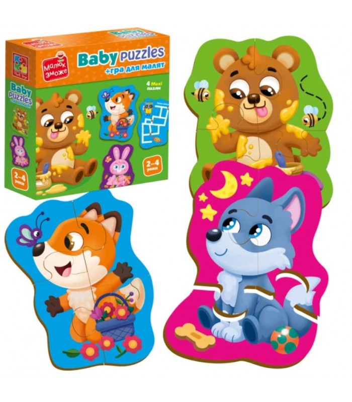 Игра развивающая Vladi Toys пазлы картонные с игрой. Лесные звери. VT1722-26, в коробке, пакунок малюка