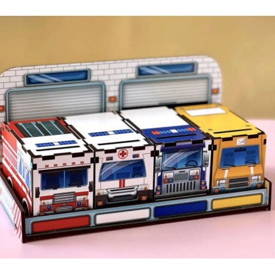 Деревянный сортер комодик Служебный транспорт Развивающая игрушка Ubee ПСФ027, пакунок малюка