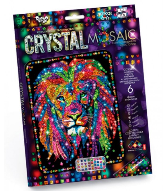 Набор для творчества Кристальная мозаика Лев, CRM-01-04, пакунок малюка,для детей от 5 лет