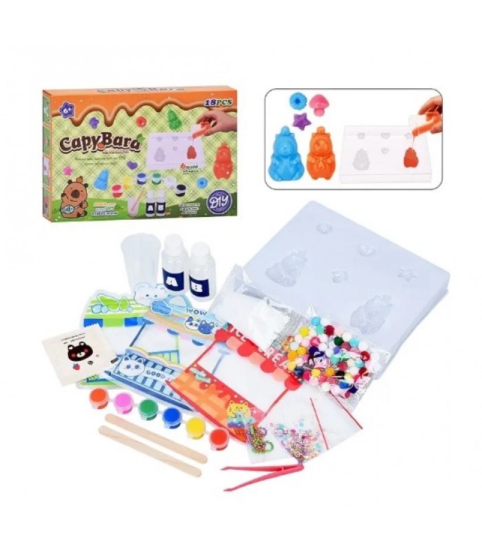 Набор для творчества NJ-11 капибара, формочка, жидкость, краски, мишура,пинцет,18дет, в кор.,30-20-5,5см, пакунок малюка