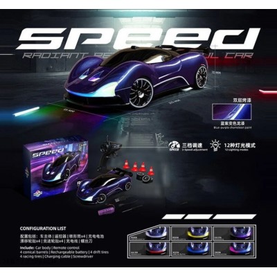 Машина на радиоуправлении Y 8808, 20х9х6,5 см, режимы подсветки, 3 режима скорости, аккумулятор 3.7V, пульт 2.4 GHz, USB-кабель, отвертка,