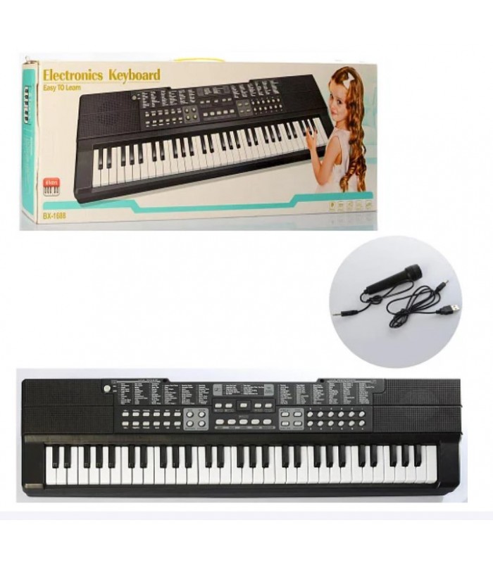 Синтезатор BX-1688 61клавиша, микрофон, запись, USBшнур, на бат-ке,в кор-ке,71,5-23,5-9см, пакунок малюка, от 3 лет