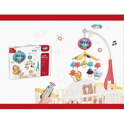 Карусель на радиоуправлении 668-23, 2 цвета, 5 режимов, песни, музыка, истории, мелодии, озвучивание на английском языке, проектор, погремушки, пульт