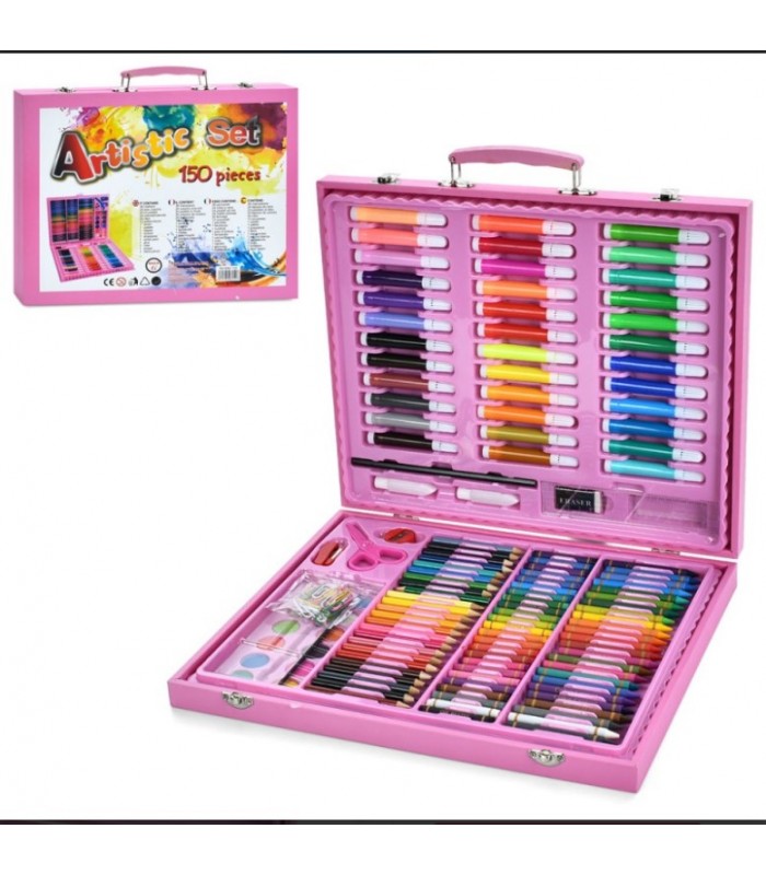 Набор для творчества MK 2455-2 карандаши, акв.краски, фломаст., ножницы, 150 дет., чемодан, 27,5-31-5см, пакунок малюка
