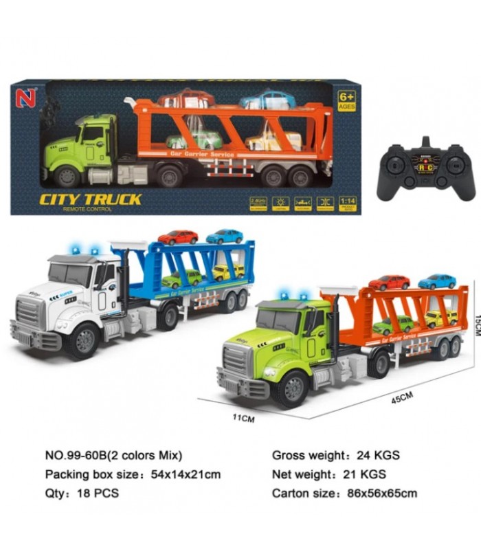 Машинка Грузовик автовоз на пульте управления 99-60B, пакунок малюка