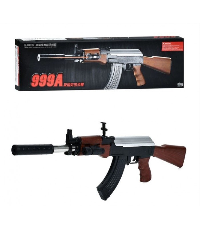 Автомат 999A стреляет пластиковыми шарами, лазер, бат.(таб), кор., 76-20-7 см