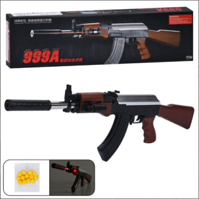 Автомат 999A стреляет пластиковыми шарами, лазер, бат.(таб), кор., 76-20-7 см
