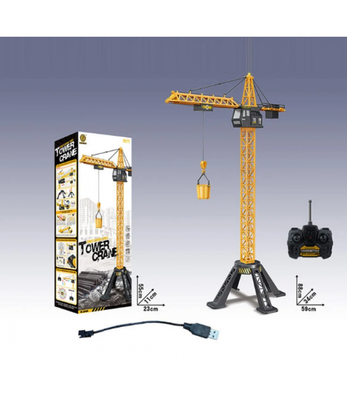 Кран на радиоуправлении 8640 A акум. 3.7 V, USB-кабель, пульт 2.4 GHz, подсветка, масштаб 1:18, кабина вращающаяся, поднимает груз
