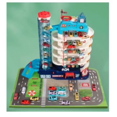 Детский музыкальный гараж для машинок с автоматическим подъемником 5 этажа, 8 машинок (3302A) Паркинг, пакунок малюка
