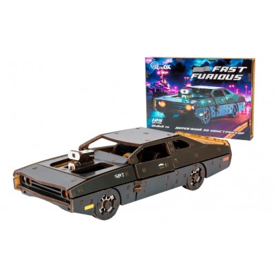 Деревянный 3D конструктор Fast Furious (черная) Puz-62519, пакунок малюка