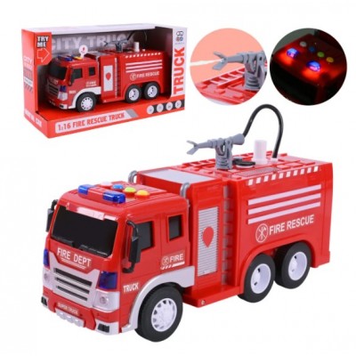 Пожарная машина игрушка ZY227A, свет, звук, брызгает водой, на батарейках, пакунок малюка