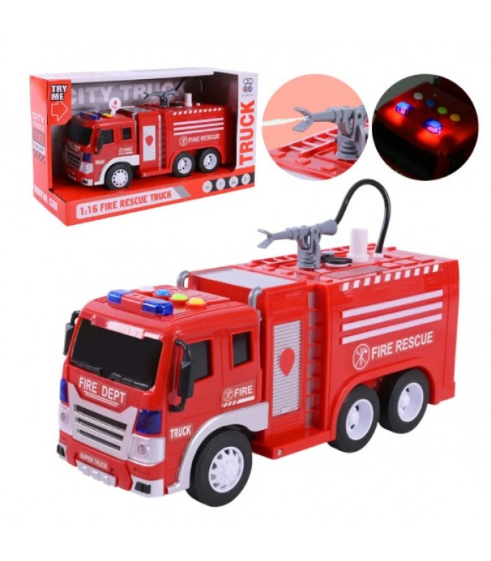 Пожарная машина игрушка ZY227A, свет, звук, брызгает водой, на батарейках, пакунок малюка