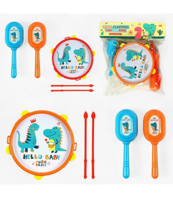 Музыкальные инструменты 8838-13,  2 вида, барабан, маракасы, пакунок малюка
