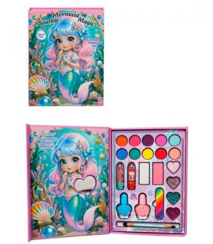 Детская косметика LK29692 тени, румяная, палетка 16 цветов, помада 2шт,  (лак 2шт, пилочка), кисточка, зеркало, 16-22,5-2,5см, пакунок малюка