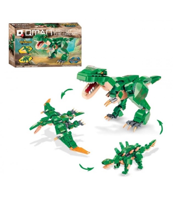 Конструктор Qman W42106 "Unlimited Ideas": 3 в1 Эпоха динозавров, 287 деталей, в коробке, пакунок малюка