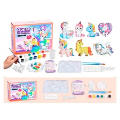 Набор для творчества LC41-6F раскраска, формочки (единорог), гипс, краски, кисточка, палитра, в кор-ке, 22-17-6см, пакунок малюка