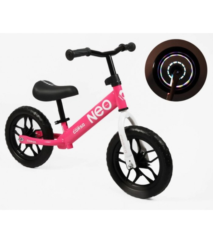 Велобег "CORSO NEO" EN-28197, колесо 12" EVA (пена) со светом, стальная рама, подставка для ног, пакунок малюка