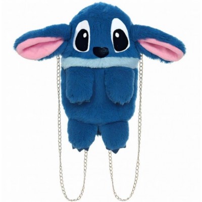 Рюкзак сумка плюшевая Стич 30×18 см — детский рюкзак из искусственного меха с металлическими цепочками, арт. 00201-3, пакунок малюка