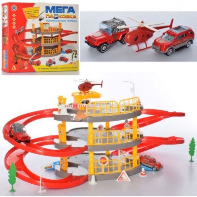 Игровой набор Гараж Мега Парковка 2 уровня, вертолет, машинки, 922-13, для детей от 3 лет, Пакунок малюка