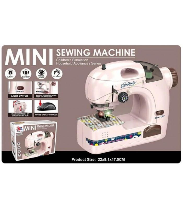 Швейная машинка 6783 A на батарейках, шьет, подсветка, нити, ткань, инструкция, в коробке, пакунок малюка