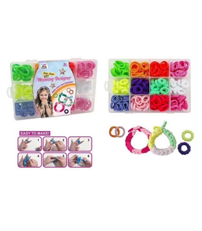 Набор резиночек для плетения 555 A-3, 12 цветов, мягкие, эластичные, в боксе, пакунок малюка