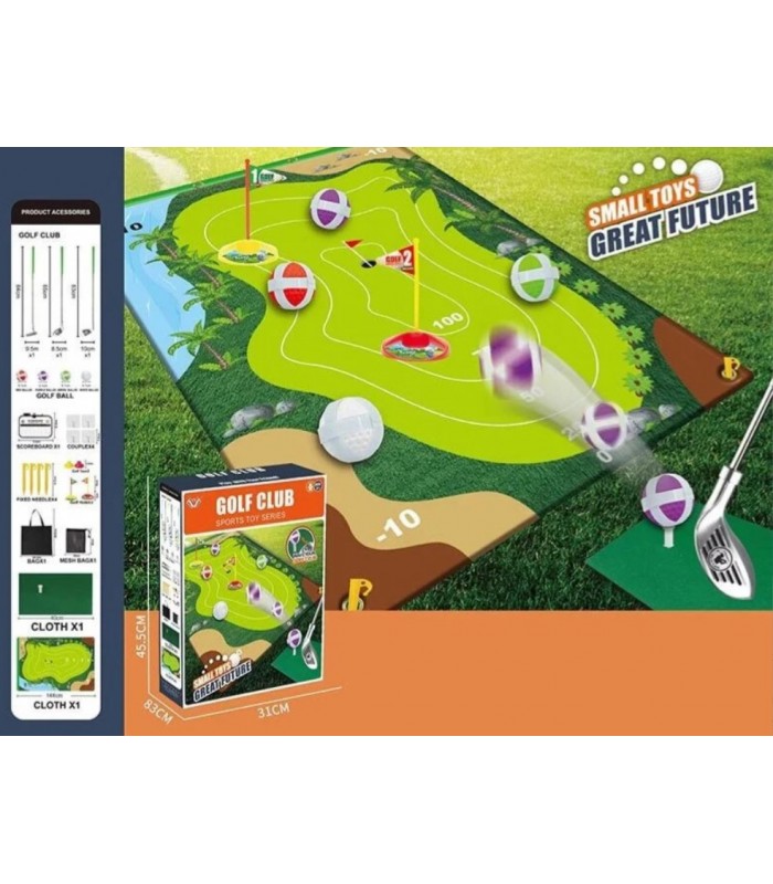 ольф 777-588 B 20 мячей, 3 телескопических клюшка, сумка, мат с разметкой, пакунок малюка