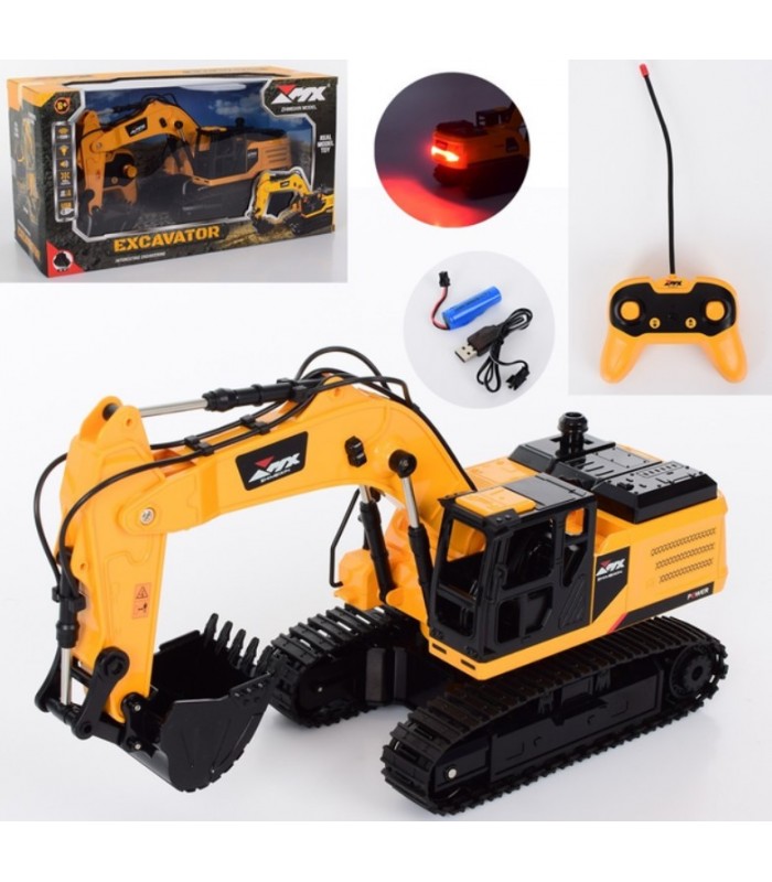 Детский экскаватор на радиоуправлении с подвижным ковшом световые эффекты Z6801A, пакунок малюка