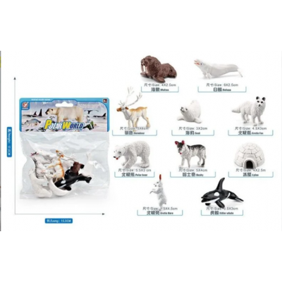 Набор животных YJ 813 D (144) Полярные животные, 9 фигурок, иглу, средняя длина 5 см, пакунок малюка