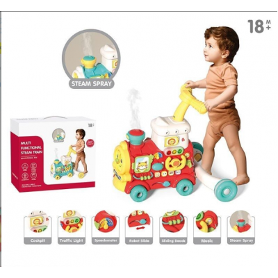 Ходунки-каталка YL 624 музыка, подсветка, парогенерация, пальчиковые игры, ключ зажигания, руль, шестерни, пакунок малюка