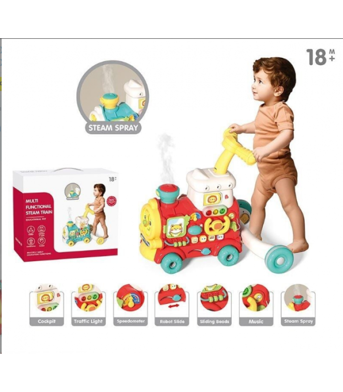 Ходунки-каталка YL 624 музыка, подсветка, парогенерация, пальчиковые игры, ключ зажигания, руль, шестерни, пакунок малюка