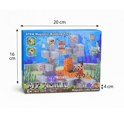 Магнитный конструктор Minecraft модель 3605 на 74 деталей, пакунок малюка