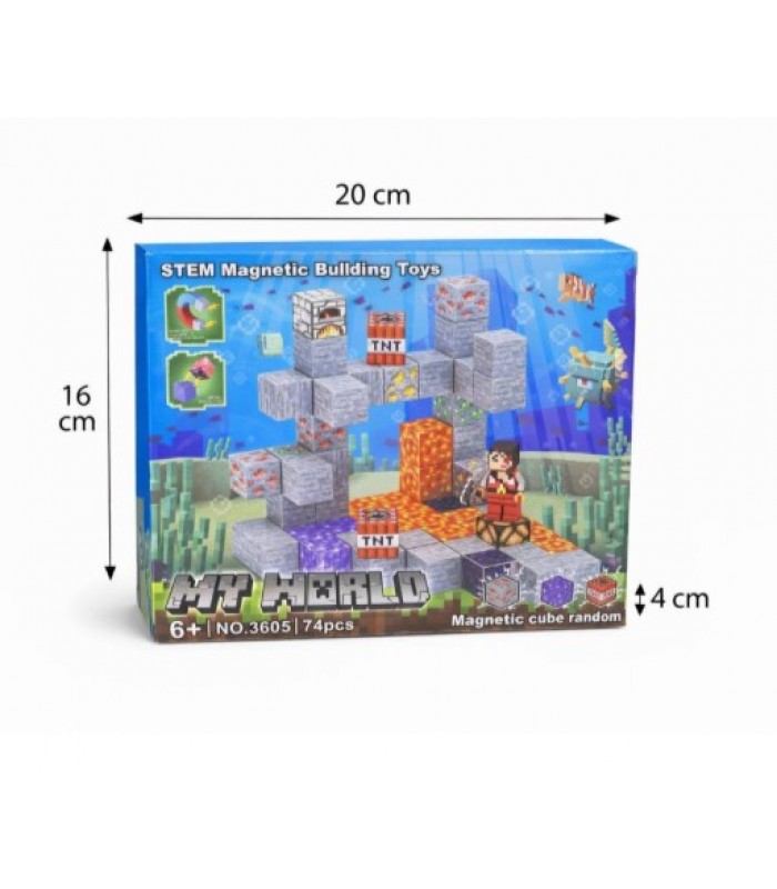 Магнитный конструктор Minecraft модель 3605 на 74 деталей, пакунок малюка