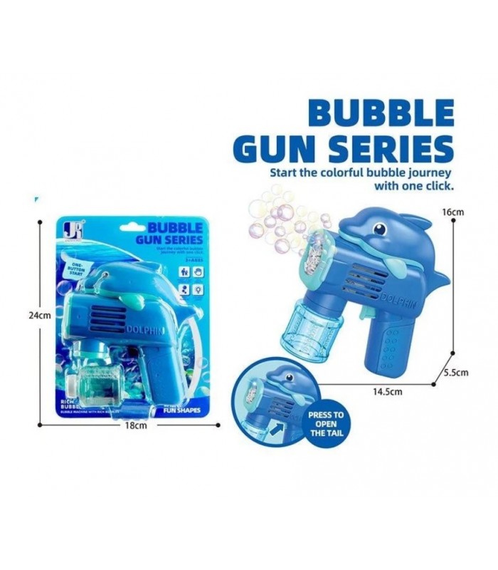 Пистолет с мыльными пузырями P 82238 A, автоматический, подсветка, бутылочка с мыльным раствором, пакунок малюка