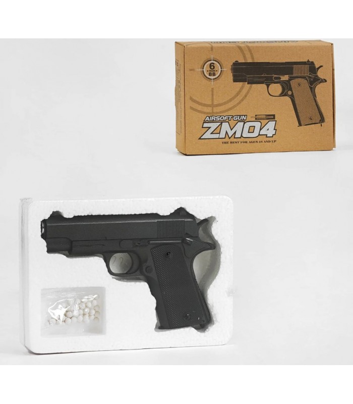 Пистолет ZM 04/25026, металлический, на пульках, в коробке, пакунок малюка