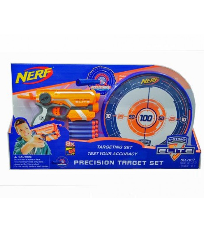 Бластер игрушечный с мишенью и мягкими пулями, Nerf 7017, для детей от 8 лет, Пакунок малюка