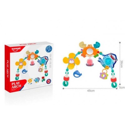 Подвеска на коляску, 48-36 см, зеркало, погремушка, подвески 3 шт HE0315, пакунок малюка