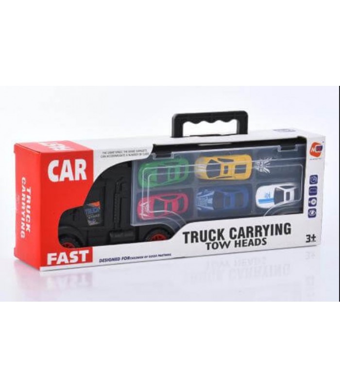 Набор с транспортом трейлер размер 34 см. 6 машинок размер 6,5 см. 3788-33 , пакунок малюка