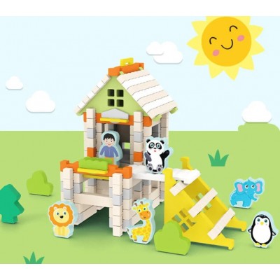 Конструктор деревянный C 76590, "Зоопарк", игровые фигурки, пакунок малюка