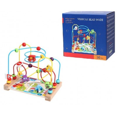 Пальчиковый лабиринт C 75528, деревянный, бусинки, машинки, в коробке, пакунок малюка