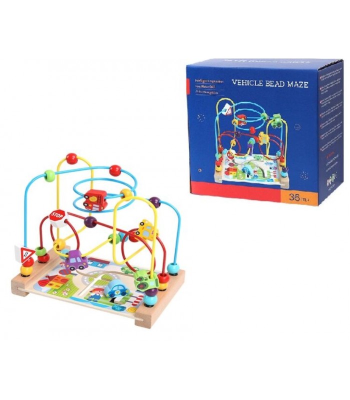 Пальчиковый лабиринт C 75528, деревянный, бусинки, машинки, в коробке, пакунок малюка