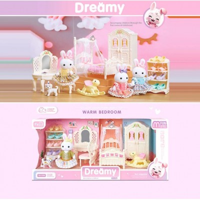 Набор мебели 6717, 1 флоксовая фигурка, собачка, аксессуары, кровать, шкаф, стульчик, в коробке, пакунок малюка