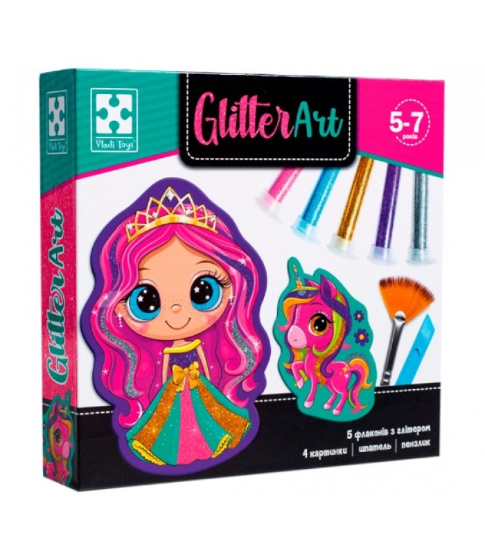 Набор для творчества GLITTER ART. Сказочные принцессы VLADI TOYS VT4501-10 от 3 лет