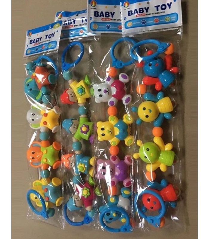 Погремушка 6335/32/82/56, 2 карабина, на резинке, 4 погремушки, в пакете, пакунок малюка