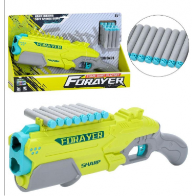 Игрушечный пистолет с мягкими пулями, набор 12 шт., увеличенный размер (8689C), пакунок малюка