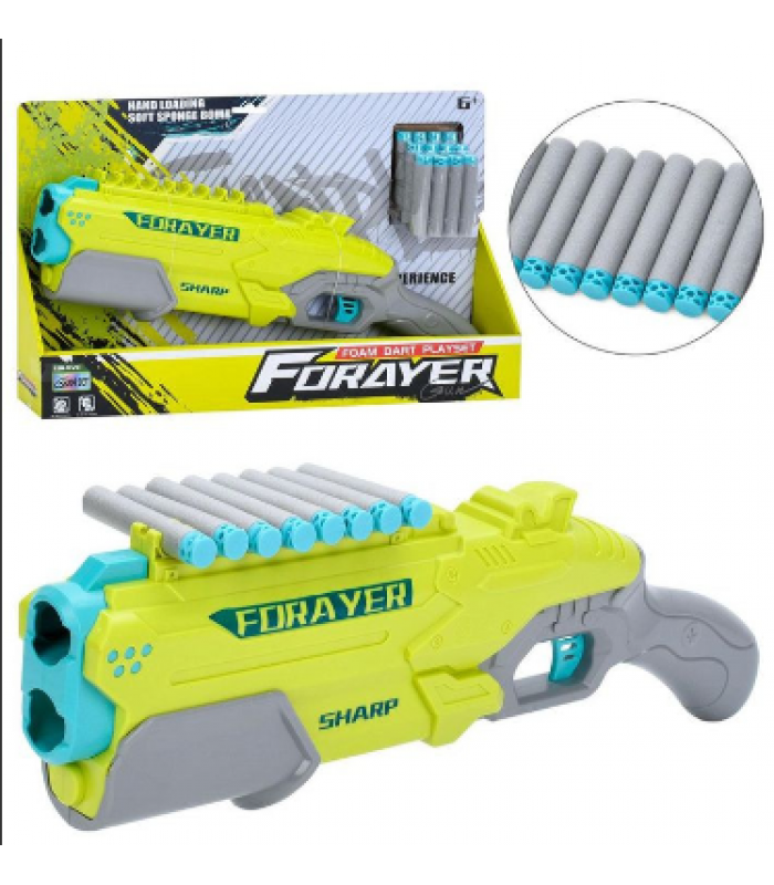 Игрушечный пистолет с мягкими пулями, набор 12 шт., увеличенный размер (8689C), пакунок малюка