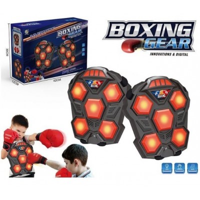 Электронный бокс B 4015, подсветка, музыкальное сопровождение, звук удара, перчатки, на батарейках, в коробке, пакунок малюка