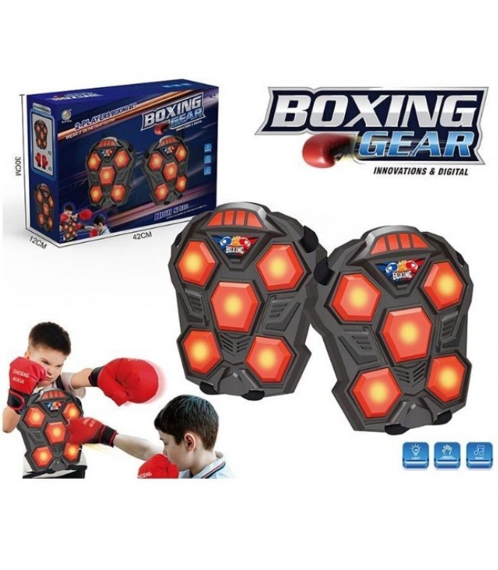 Электронный бокс B 4015, подсветка, музыкальное сопровождение, звук удара, перчатки, на батарейках, в коробке, пакунок малюка